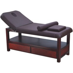 Table Massage, Adjustable Back, 2 Drawer, Copper & Rattan