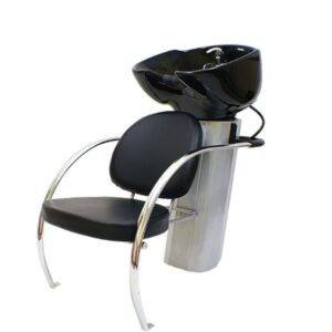 Shampoo Unit Zen, Black 013 Ceramic Basin & Chair, Black